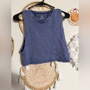 aerie Washed Blue Cropped Muscle Tank